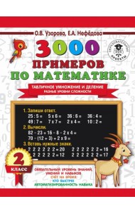 3000 примеров по математике. Табличное умножение и деление. Разные уровни сложности. 2 класс