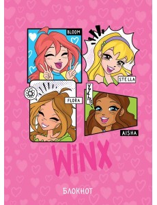 Winx. Блокнот. Розовый (А5, 48 л., цветной блок, со стикерами)
