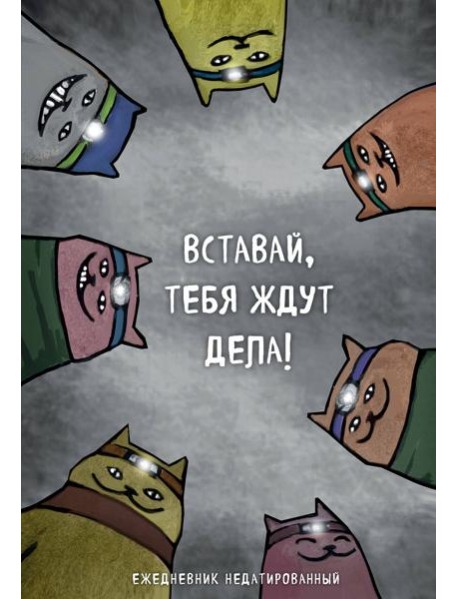 Коты-туристы. Вставай, тебя ждут дела. Ежедневник недатированный (А5, 72 л.)