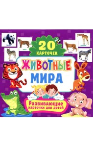 Животные мира. Развивающие карточки для детей (20 карточек)