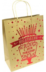 Пакет из крафт-бумаги 26х32.4х12.7 Торт 79261