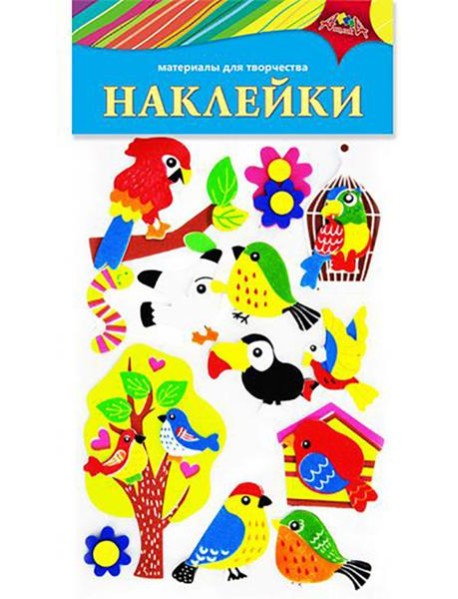 Наклейки из ЭВА Яркие птички,ассортим С3476-20