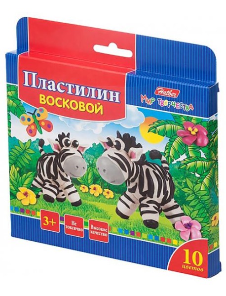 Пластилин воск. 10цв со стеком Заб.звер.,KPv_10260