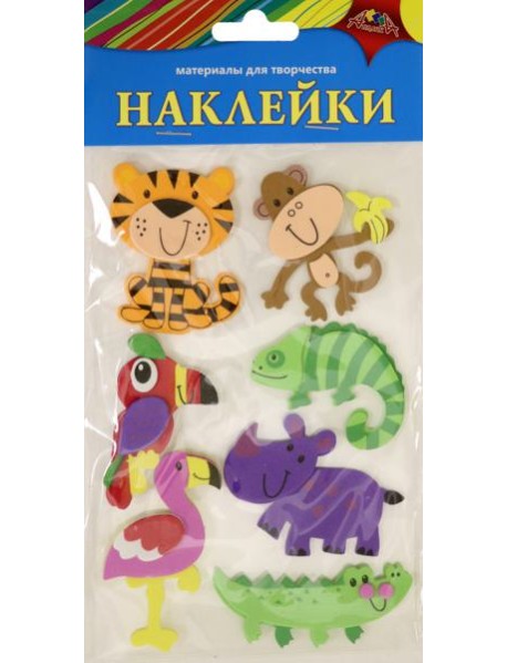 Наклейки из ЭВА Веселые зверята,ассорти С3476-12