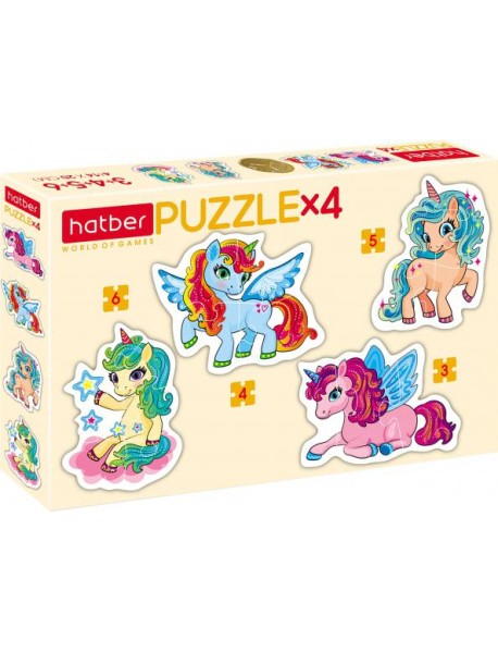 Hatber Puzzle-3,4,5,6 фигурн.4в1 Единоро,ПЗ5_28752