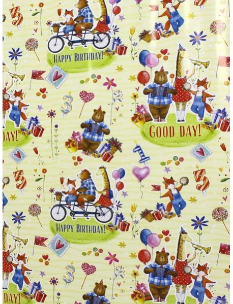 Бумага упаковочная Лисы и мишки 75199
