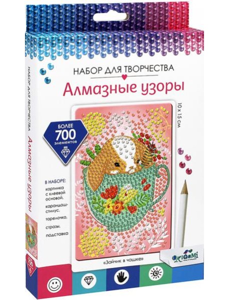 Алмазные узоры. Зайчик в чашке. 10*15,06419