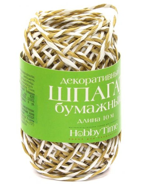 Шпагат бумажн.декор.двуцв.6цв,дл.10м,2-508/01