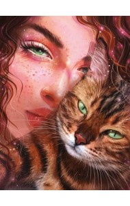 Алмазная мозаика 30*40,с подр,ДЕВУШКА С КОТ,65583