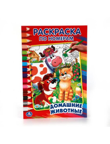 ДОМАШНИЕ ЖИВОТНЫЕ. ДРУЖИНИНА  (РАСКРАСКА ПО НОМЕРАМ А5) МАЛЫЙ ФОРМАТ. 145Х210 ММ. в кор.50шт