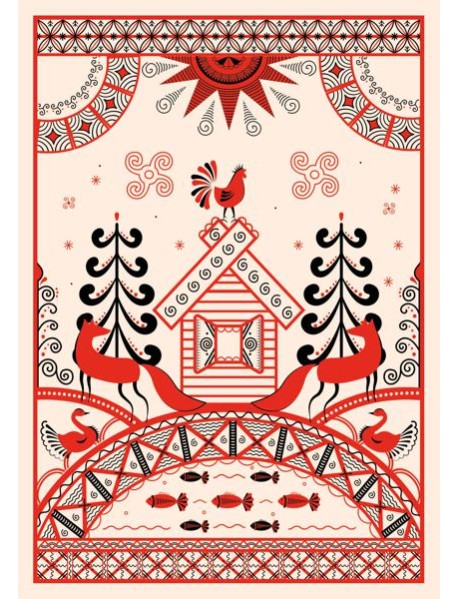 Блокнот Жили-были. Мезенская роспись «Лиса» (формат А5, 144 стр., блинтовое тиснение, тонированный блок)