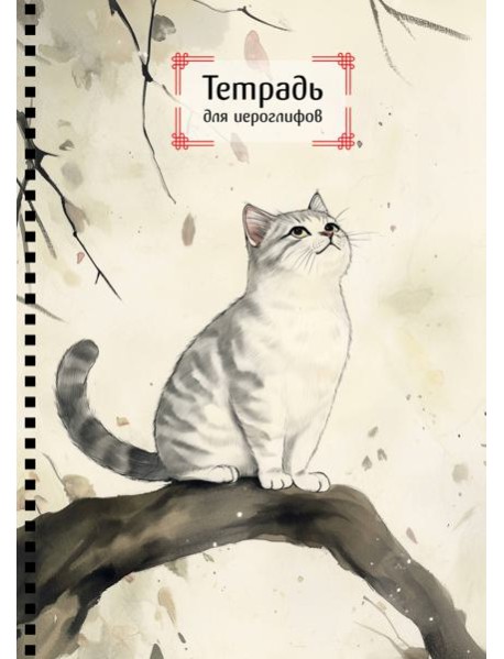 Тетрадь для иероглифов на пружине (Игривый котик)
