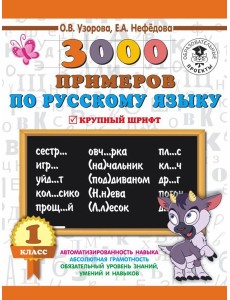 3000 примеровНачШк/3000 примеров по русскому языку. 1 класс. Крупный шрифт. Новые примеры. Автомотиз