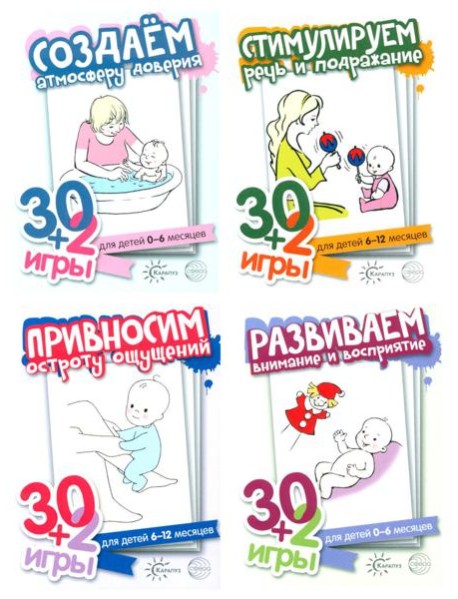 Первый год жизни (игры для детей от рождения до года) (комплект из 4 наборов карточек)