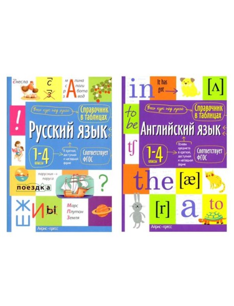 Справочник в таблицах. Русский язык. Английский язык. 1-4 кл. (комплект из 2-х книг)