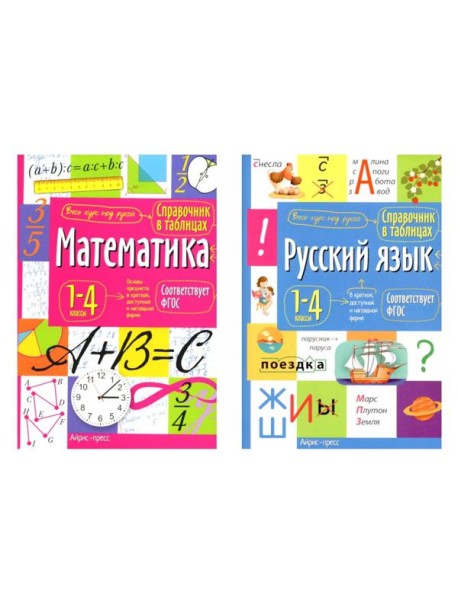Справочник в таблицах. Математика. Русский язык. 1-4 кл. (комплект из 2-х книг)